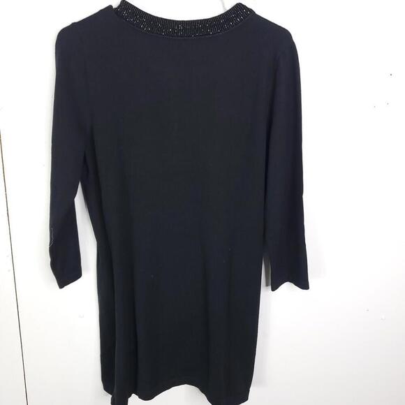 J McLaughlin Top Womens Large Julie Jeweled Beaded Y Neck New 3/4 Sleeves - Picture 2 of 11